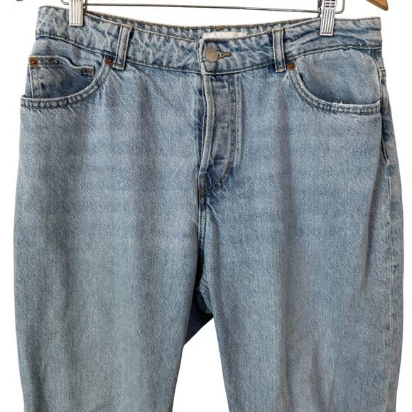 H&M Light Wash High Rise 100% Cotton Straight Denim Jeans Inseam 32" Size 12 - Picture 6 of 6